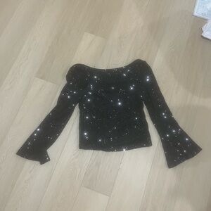 BB Dakota Black Sequin Top